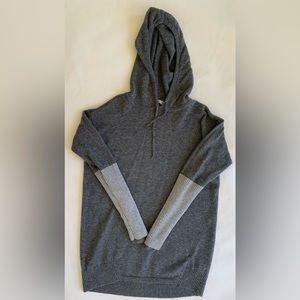 Athleta Two-Tone Gray Merino Pullover Hoodie Sweater - size M